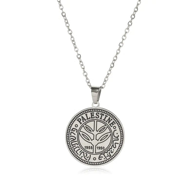Double-Sided Polished Palestine Coin Pendant Necklace