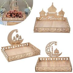 Wooden Food Tray for Ramadan Decoration and Party Use