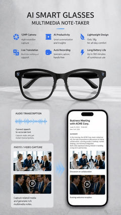 AI Smart Glasses with Camera and Transcription