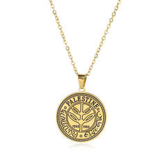 Double-Sided Polished Palestine Coin Pendant Necklace