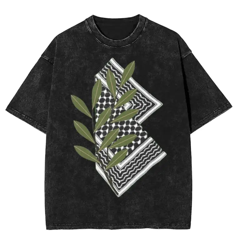 Washed Palestine Hatta Graphic Oversize T-Shirt (One)