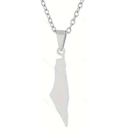 Stainless Steel Palestine Map Pendant Necklace (One)