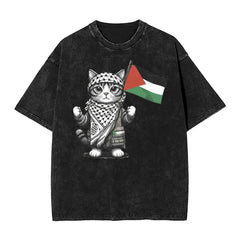 Washed Palestine Hatta Graphic Oversize T-Shirt (One)