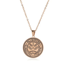 Double-Sided Polished Palestine Coin Pendant Necklace