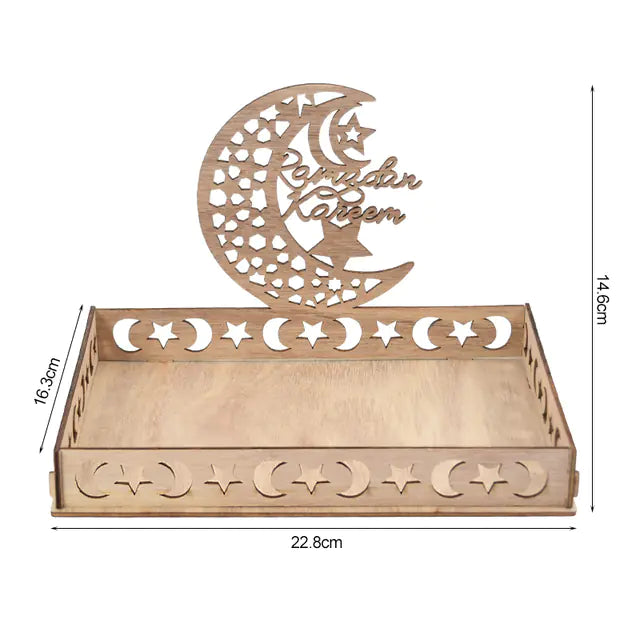 Wooden Food Tray for Ramadan Decoration and Party Use
